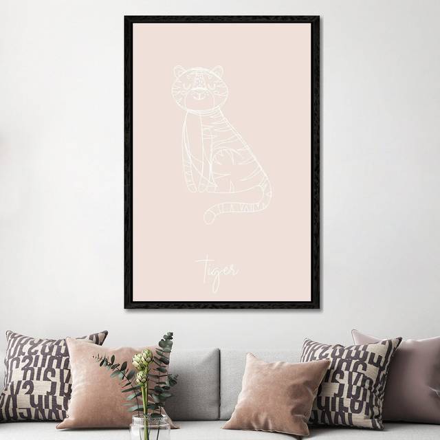 Nursery Tiger Line Art by Typologie Paper Co - Gallery-Wrapped Canvas Giclée on Canvas - Black Framed (152.4cm H x 101.6cm W)