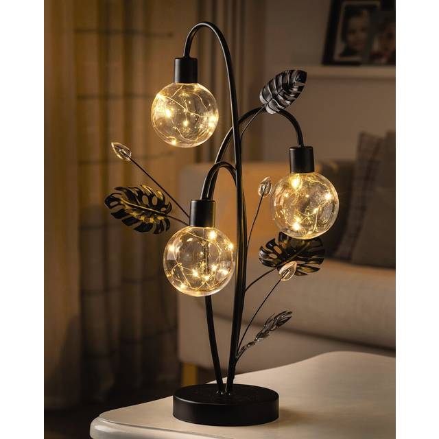 Golden lily globe table lamp 45cm battery powered art deco light home decoration