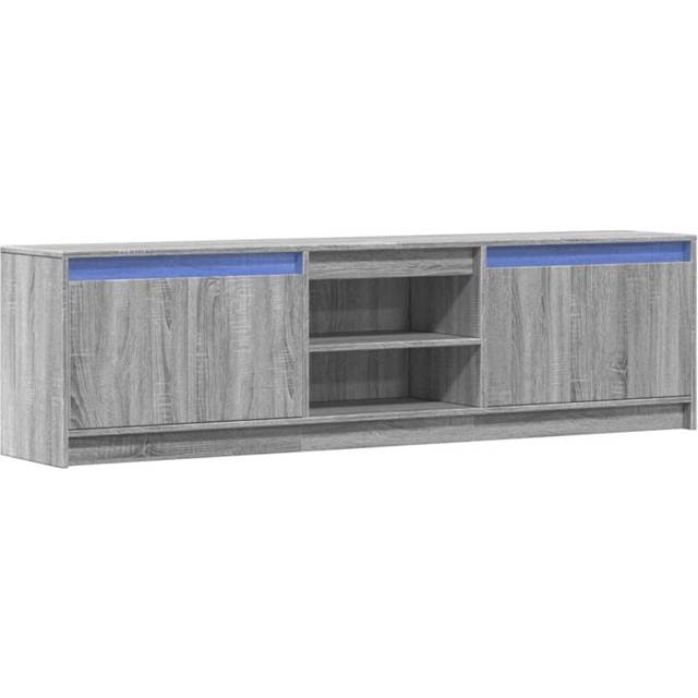 vidaXL TV Cabinet with LED Grey Sonoma 180x34x50 cm Engineered Wood