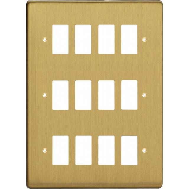 Varilight Xdbpg12 Powergrid Brushed Brass 12 Gang Grid Plate (triple Twin Plate)