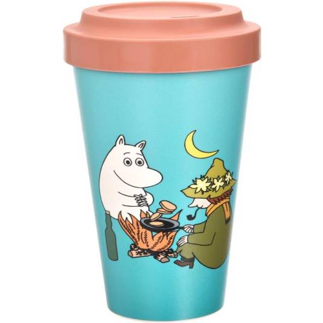 Nordicbuddies - Mumin take away mugg 45 cl Mumintrollet och Snusmumriken camping blå