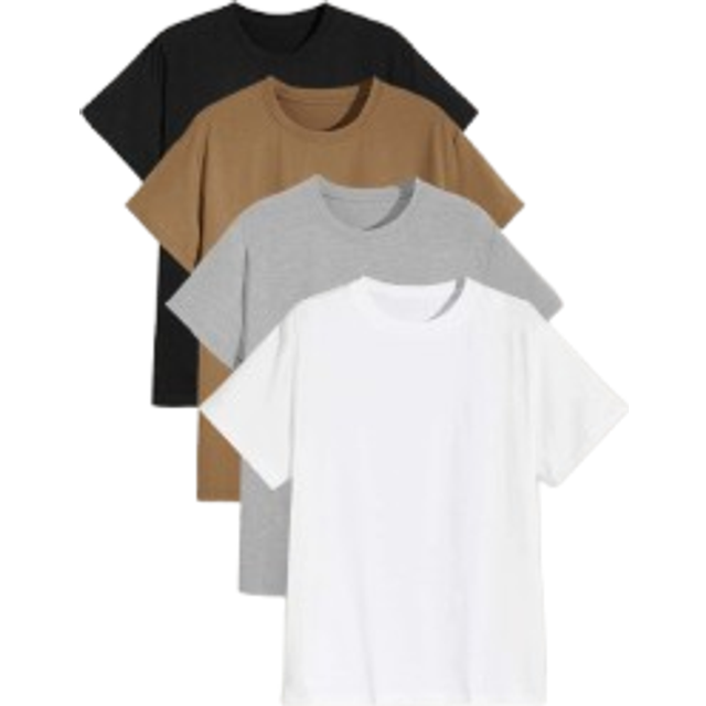 Manfinity Men 4pcs Round Neck Solid Tee