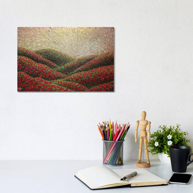 Hidden Hills - Gold Red by Nada Khatib - No Frame Gallery-Wrapped Canvas Giclée on Canvas - White;Cream;Tan;Swamp Green;Sycamore (20.32cm H x 30.48cm W)