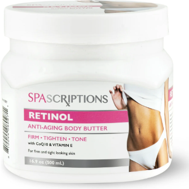 SpaScriptions Retinol AntiAging Body Butter with CoQ10 and Vitamin E Antioxidants 169 oz