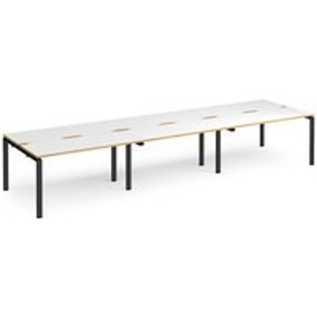 Bench Desk | 6 Person Rectangular Desks 4200mm | White/Oak Tops With Black Frames | 1200mm Depth | Adapt