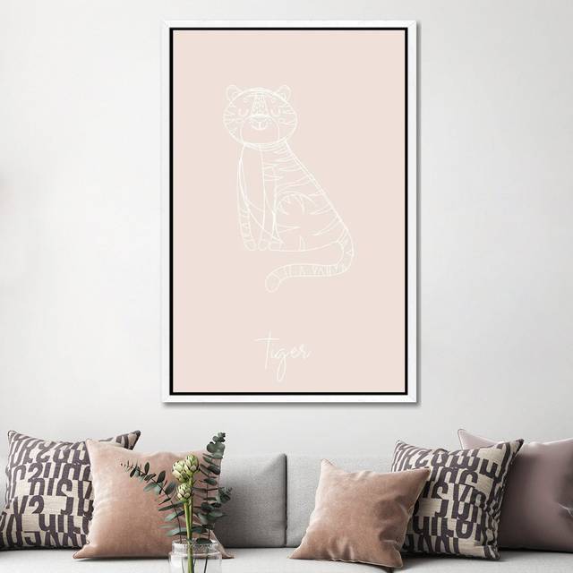 Nursery Tiger Line Art by Typologie Paper Co - Gallery-Wrapped Canvas Giclée on Canvas - White Framed (152.5 cm H x 101.5 cm W)