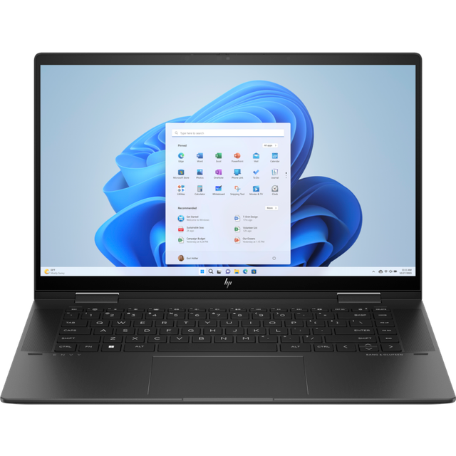 HP ENVY x360 2-in-1 Laptop, 15,6" FHD Touchscreen, AMD Ryzen 5 7530U, 16 GB DDR4 RAM, 512 GB SSD, AMD Radeon Grafik, Windows 11, QWERTZ, Schwarz