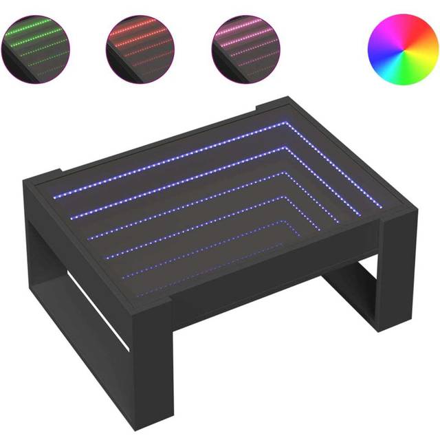 vidaXL Coffee Table with Infinity LED Black 70x53x30 cm