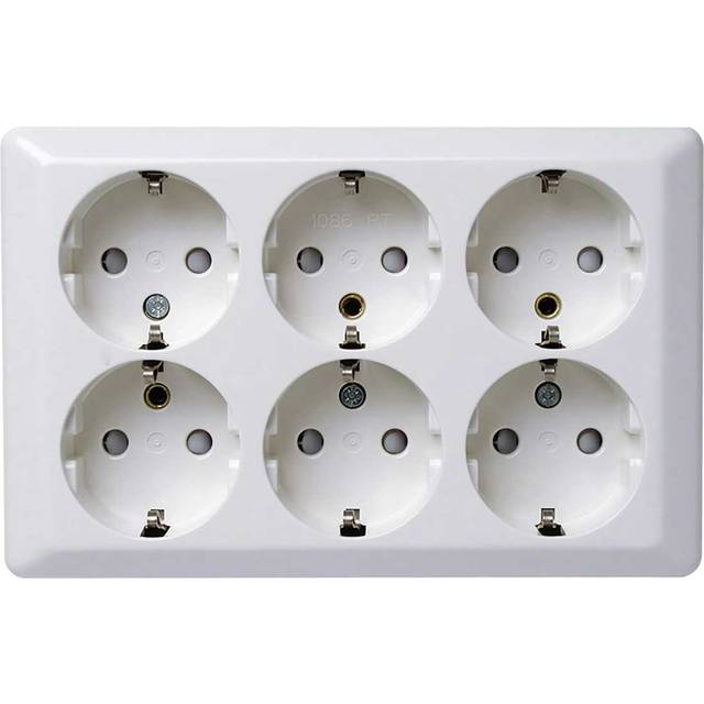 Elko EKO07484 Vägguttag renvit, 6 st schuko