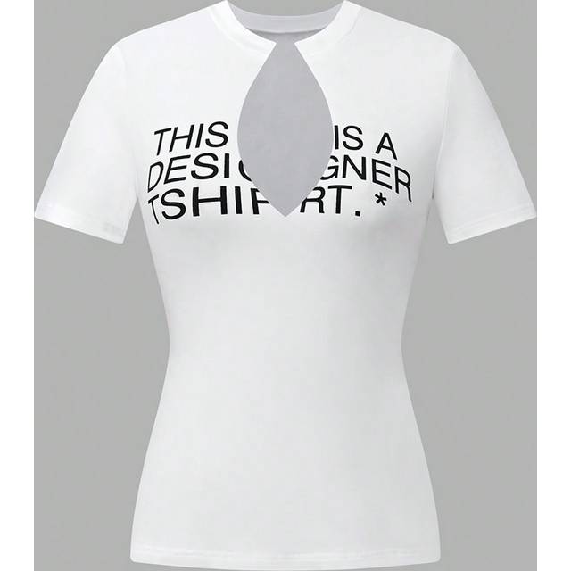 VaVaBold Women&#39;s Slogan Printed Short Sleeve T-Shirt THIS IS A DESIGNER TSHIRT Graphic Tees Women Tops