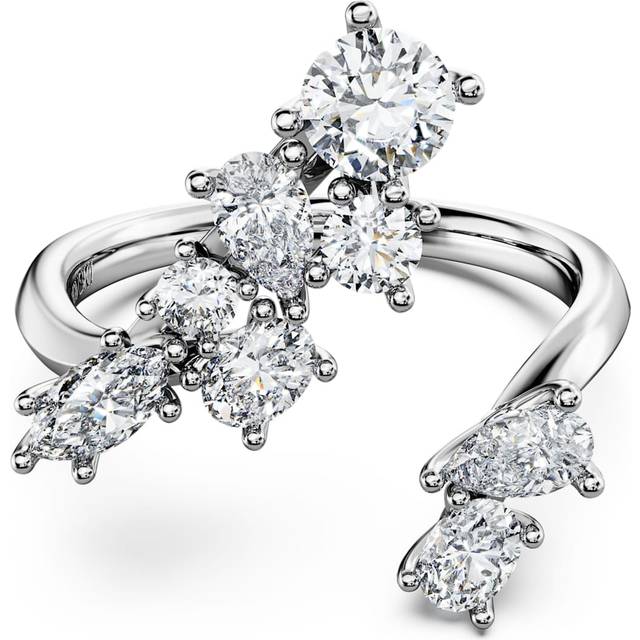 Galaxy bypass ring, Lab-grown diamonds 1.25 ct tw, Mixed shapes, 18K white gold - White - 52