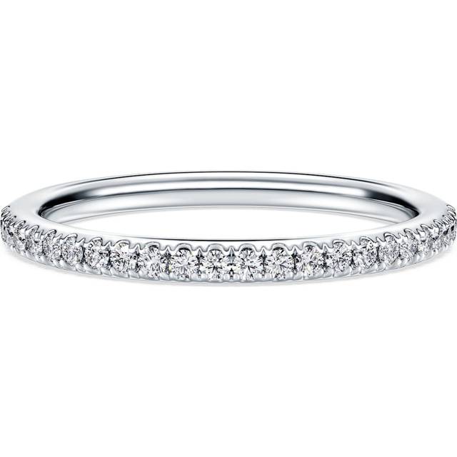 Eternity band ring, Lab-grown diamonds 0.2 ct tw, Round shape, 18K white gold - White - 58