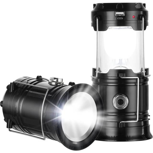 Chronus Solar Camping Lantern for Power Outages - USB Rechargeable Lamp Camping Essentials, Collapsible Waterproof Solar Lights for Indoor Outdoor
