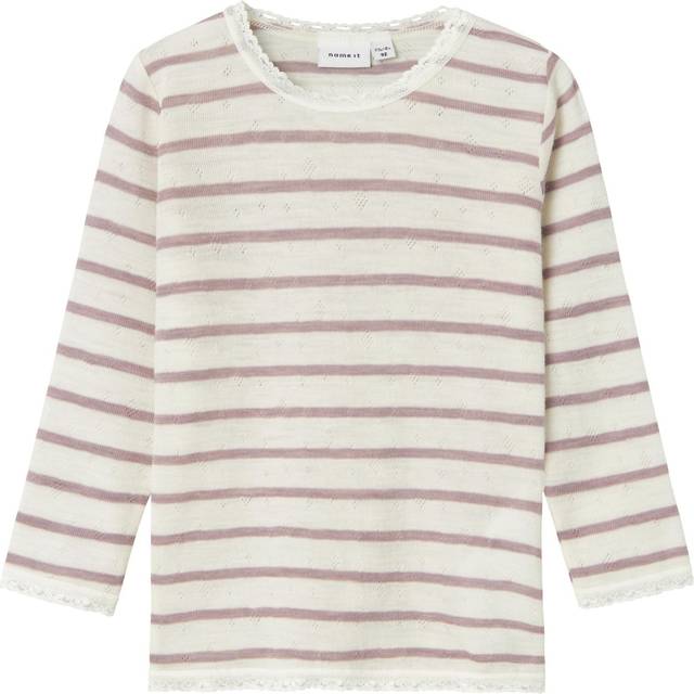 Nmfwang ull needle Ls Top Noos, Vit, 104
