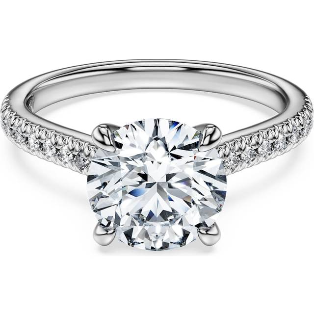 Eternity solitaire ring, Lab-grown diamonds 2.2 ct tw, Round shape, 18K white gold - White - 55