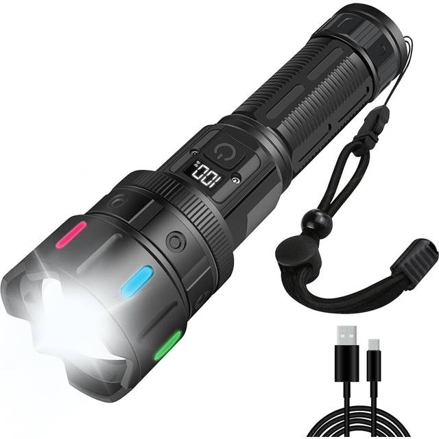 Chronus Flashlights High Lumens, LED Rechargeable Flashlights 3000 Lumens Super Bright Flashlight 5 Modes, Flash Light Battery Powered, Tactical