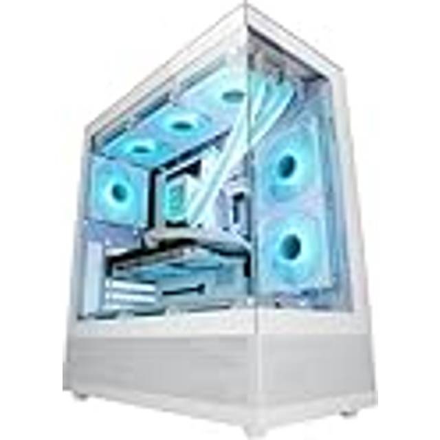 Mars Gaming MC-SET, ATX PC-fodral, kontinuerligt härdat glas fram- och sidopanel, AirTech nätteknik underdesign, dubbelkammare spelsemitator, kapacitet upp till 9 x fläktar, vit