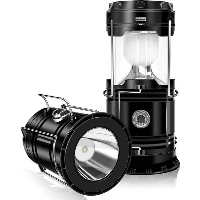 Chronus Collapsible Portable Solar Camping Lantern, USB Rechargeable LED Flashlight Survival Kits for Wild Camping Home Emergency Light Power Outages