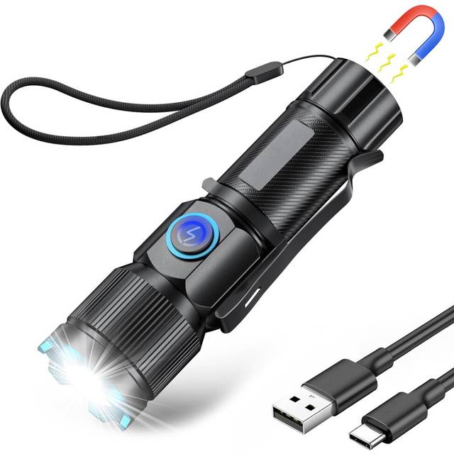 Chronus Rechargeable Flashlights High Lumens, Super Bright Small LED Flash Light, 26 Hours Long Lasting, 4 Lighting Modes, Magnetic Zoomable Pocket