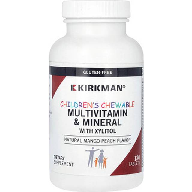 Kirkman Labs  Children's Chewable MultiVitamin & Mineral with Xylitol  Natural Mango Peach  120 Tablets