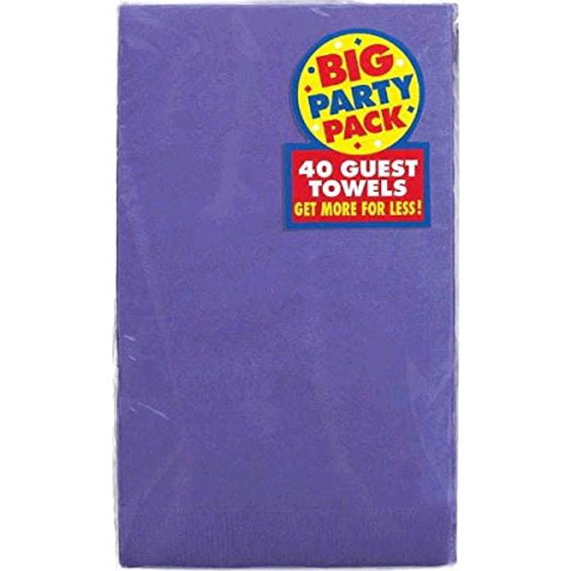 "New Purple 2-Ply Guest Towels - 8"""""""" x 4"""""""" (Pack Of 40) - Luxury Paper Hand Towels For Parties & Events"