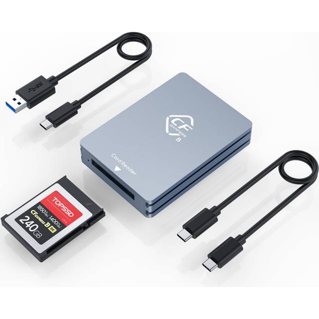 CFexpress Type B Card Reader, 10Gbps USB 3.2 Gen 2 CF Express Card Reader, Aluminum Portable CFexpress Card Reader with USB C to USB A/C Cables,