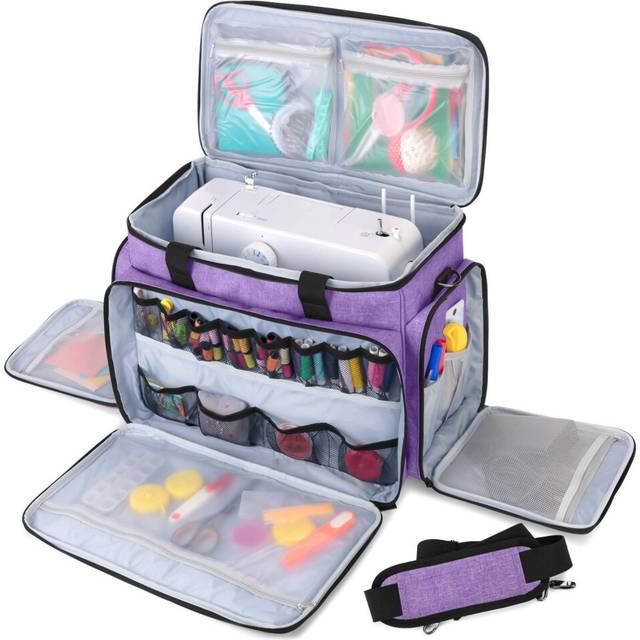 Sewing Machine Carrying Bag with Removable Pad, Travel Case for Sewing Machine and Accessories (Fit for Most Standard Sewing Machines), Purple