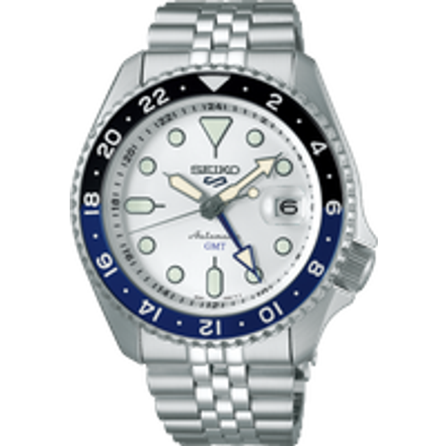 Seiko 5 Sports SKX GMT Sky Blue Silver Cloud Watch