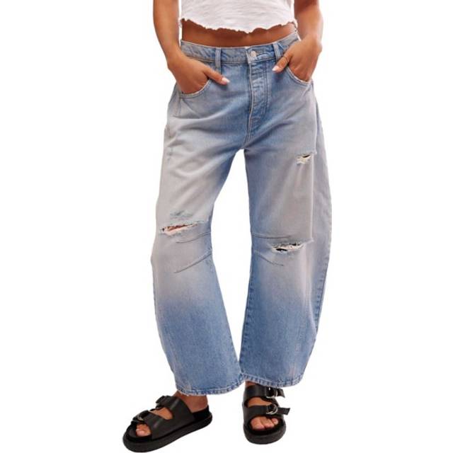 We The Free Good Luck Barrel-Leg Jeans - BARNYARD BLUE - 29