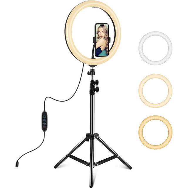 "PULUZ 11.8"" LED Ring Light Kit â 30cm, 1.1m Tripod, 3 Modes, Dual Color Temperature, Type-C, Phone Clamp (Black)"