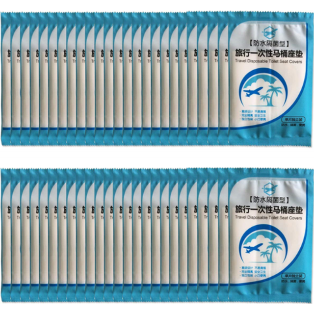 50Pcs Disposable Waterproof Toilet Seat Covers Plastic Toilet Seat Covers Waterproof Public Seat Covers for Kids Pregnant Mom Travel Hotel Public