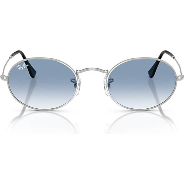 Ray - Ban Unisex RB3547 OVAL 003/3F Sunglasses Metal Silver Blue Round Normal Shaded