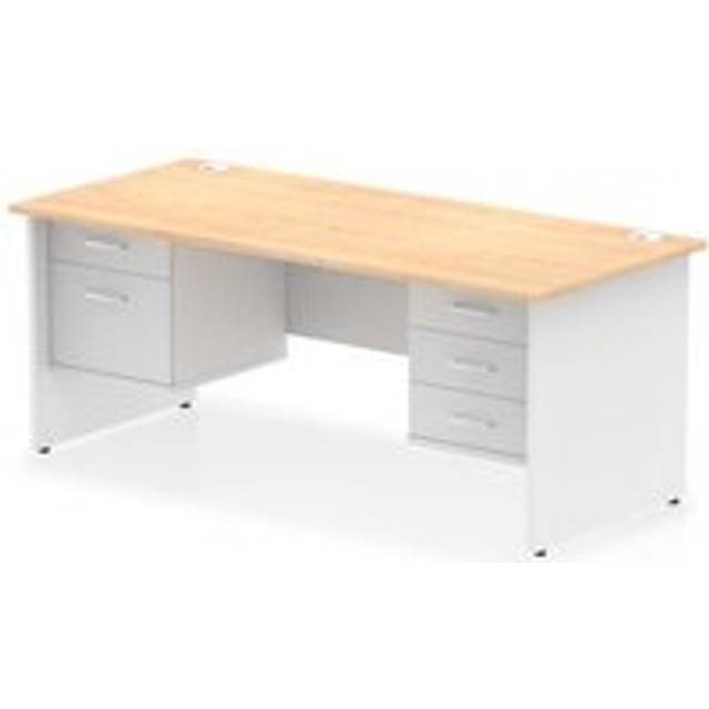 Impulse 1800 x 800mm Straight Office Desk Maple Top White Panel End Leg with 1 x - maple