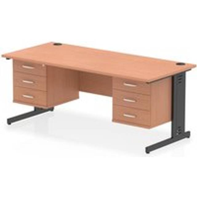 Impulse 1800x800 Desk Beech/Black Cable Managed 2x3 Drawer Fixed Peds