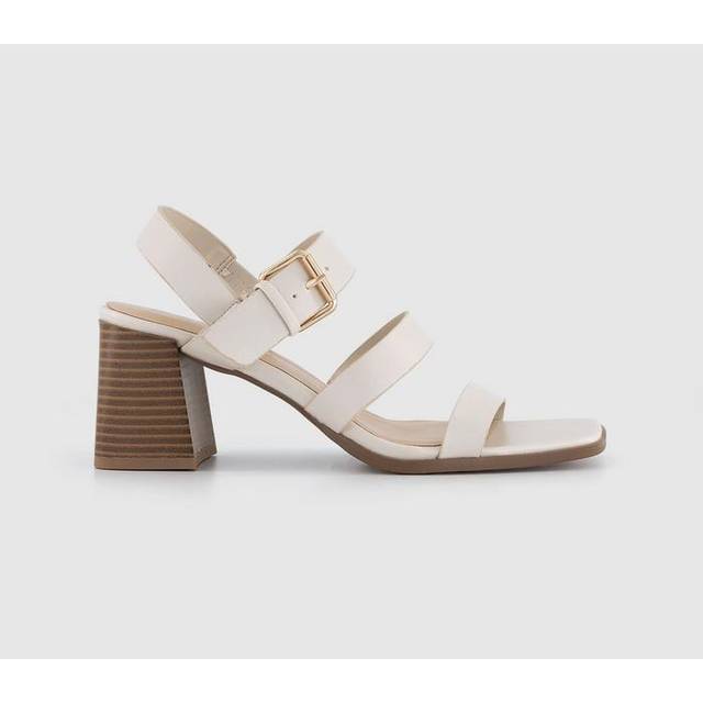 OFFICE Womens Mina 3 Strap Block Heels Off White, 4