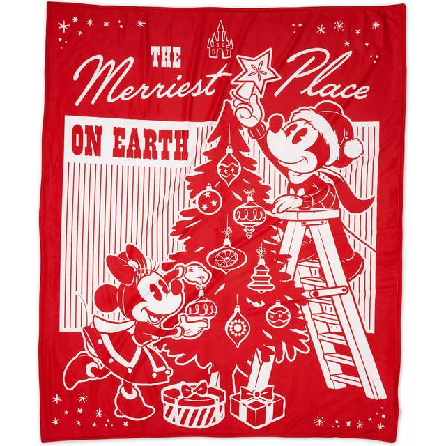 Disney store mickey and minnie festive fleece throw