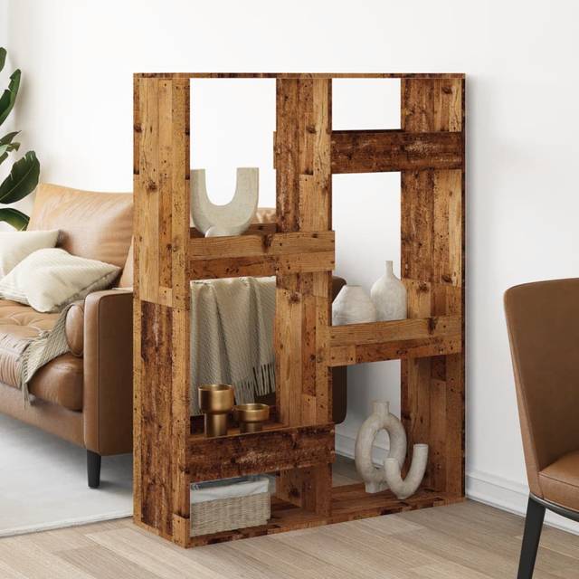 vidaXL Room Divider Old Wood 100x33x135 cm Engineered Wood - Brown