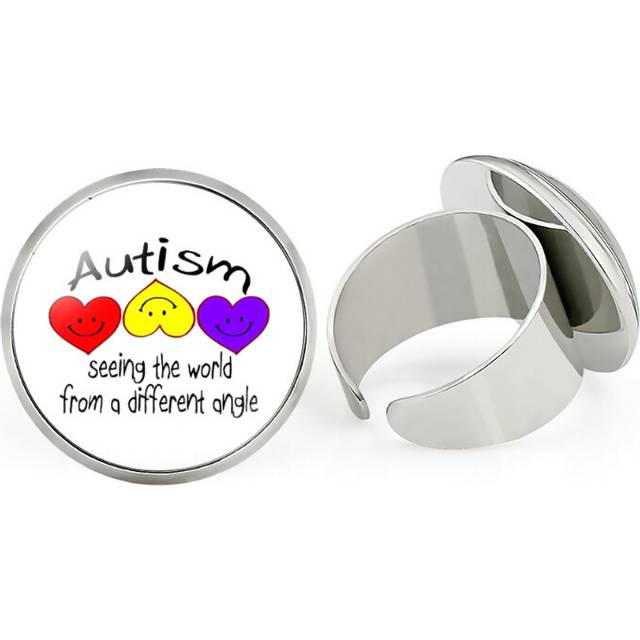 (9404) Stunning Autism Support Ring Adjustable Open Design Unisex Electroplated Metal