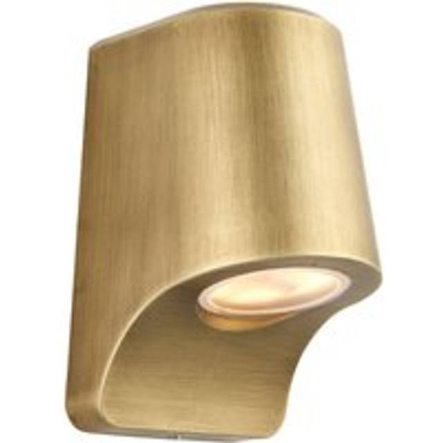 Merano Verona Brushed Gold Frosted Glass Outdoor Wall Lamp - 9.6 x 8.4 x 14cm