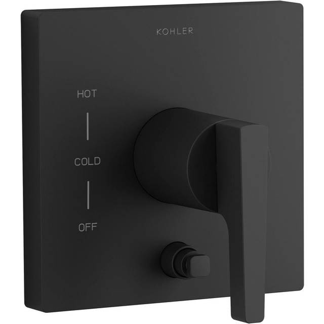 Kohler Honesty Valve Trim with Push-Button Diverter and Lever Handle for Rite-Temp Pressure-Balancing Valve  Requires Valve  Matte Black