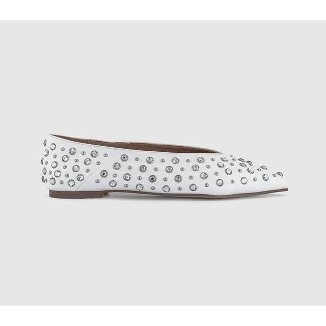 Steve Madden Womens Venecia Rhinestones Ballet Flats White, 7