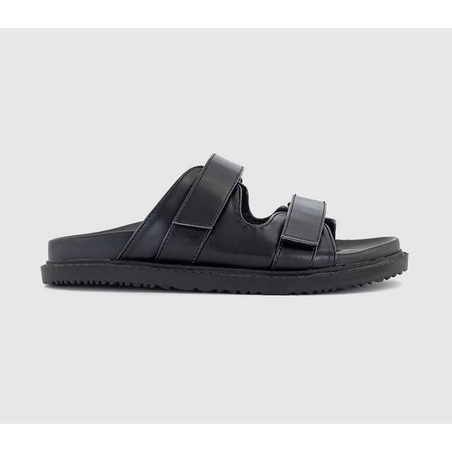 OFFICE Womens Sunseeker Double Strap Footbed Sliders Black, 9