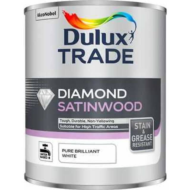 Dulux diamond satinwood paint pure brilliant white tough durable stain resistant