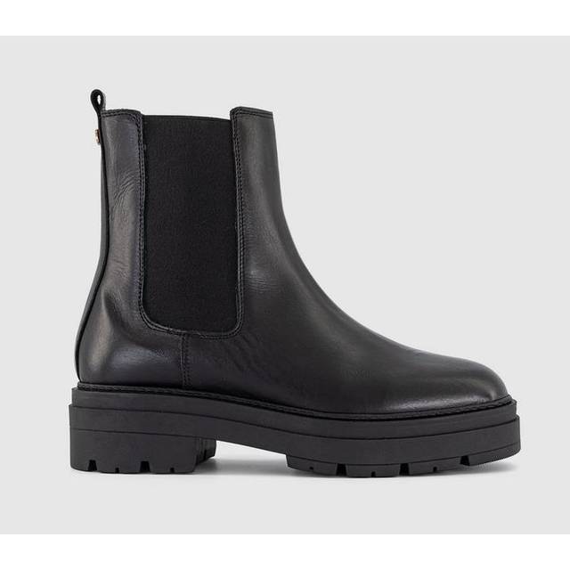 OFFICE Womens Ace Cleat Sole Chelsea Boots Black Leather, 5