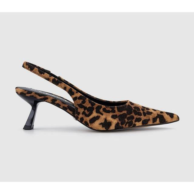 OFFICE Womens Million Slingback Kitten Heels Leopard Brown, 7