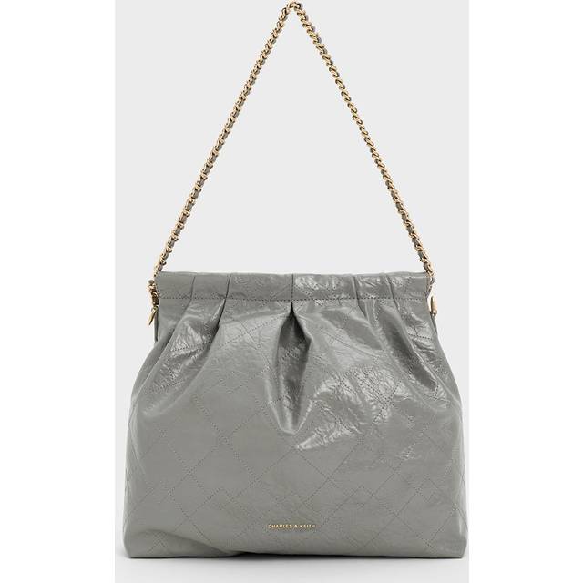 Charles & Keith - Duo Double Chain Hobo Bag - Grey - L