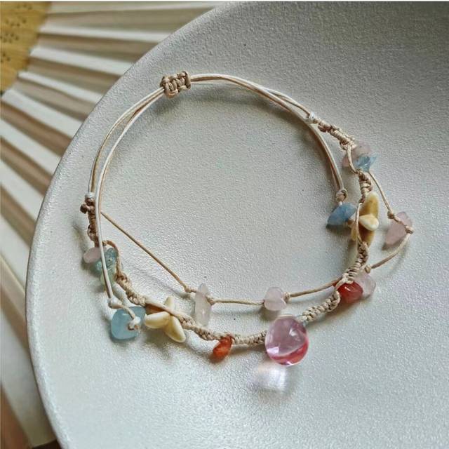 (Drop Bracelet) Unique Colorful Fivepointed Star Bracelet With Water Droplet And Pearl Accents