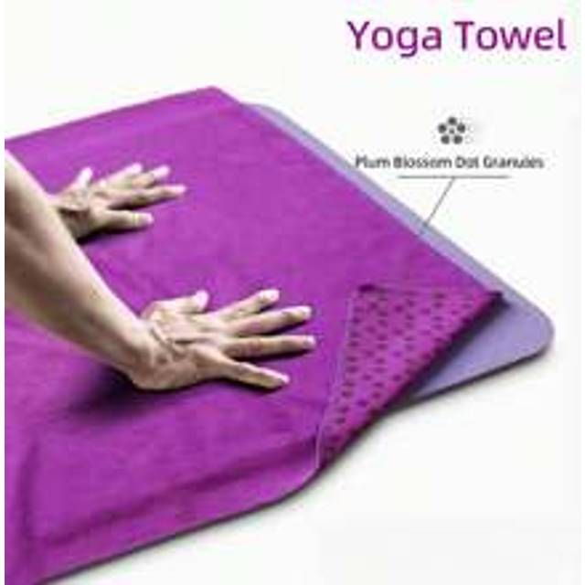 SHEIN Yoga Towel, Hot Yoga Mat Towel With Non-Slip Grip, Sweat Absorbent, Suitable For Hot Yoga, Pilates, And Exercise.