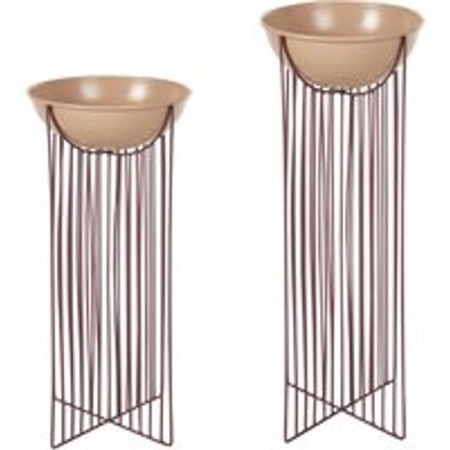 Beliani - Set of 2 Plant Stands Indoor Flower Pot Round 55/45 cm Metal Pink Ficaria