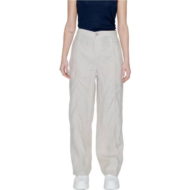 Street One, Byxor, Dam, XS L32, Linne, Stiliga Linnebyxor med Dragkedja - beige (XS L32)